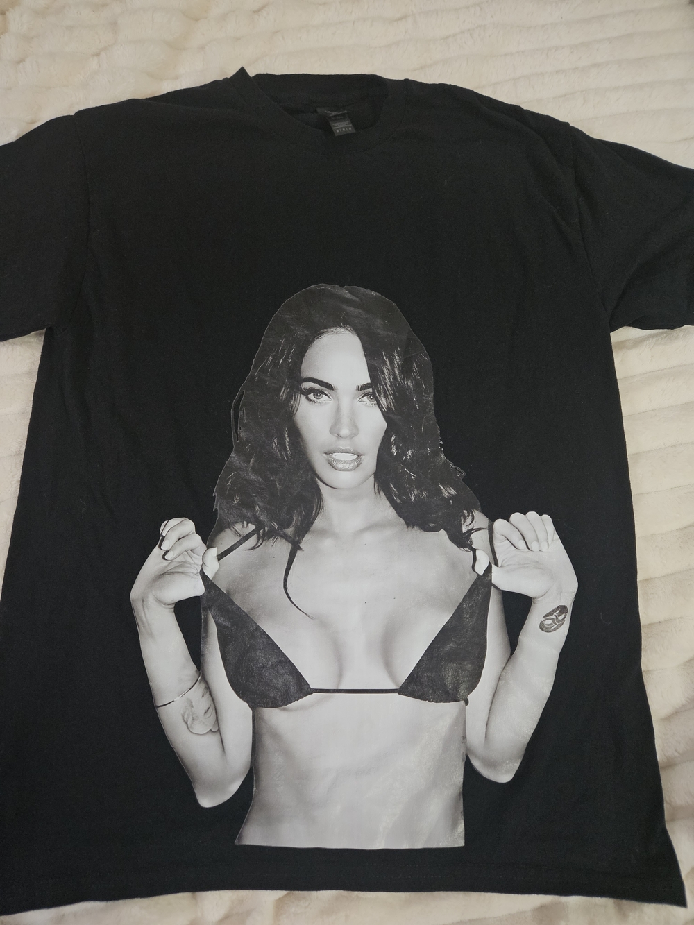 Black Graphic Megan Fox Tee with Photoprint